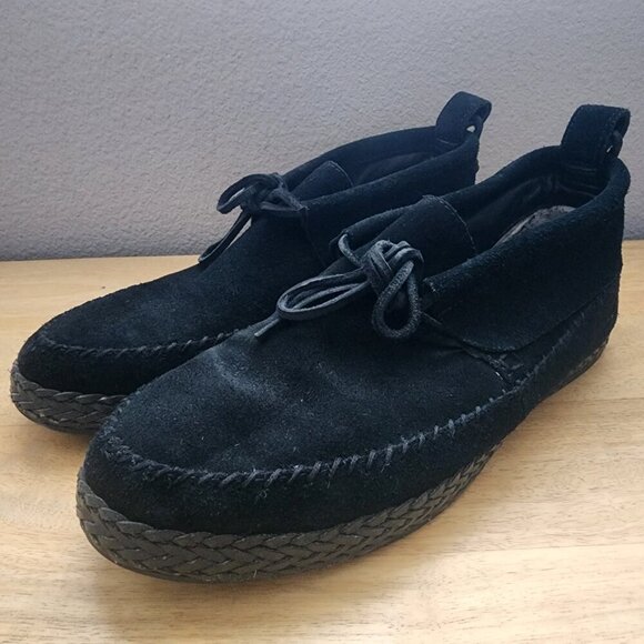 UGG Woodlyn Black Suede Sherpa Lace Up Ankle Moccasin Booties Womens Sz 8 - Picture 3 of 11